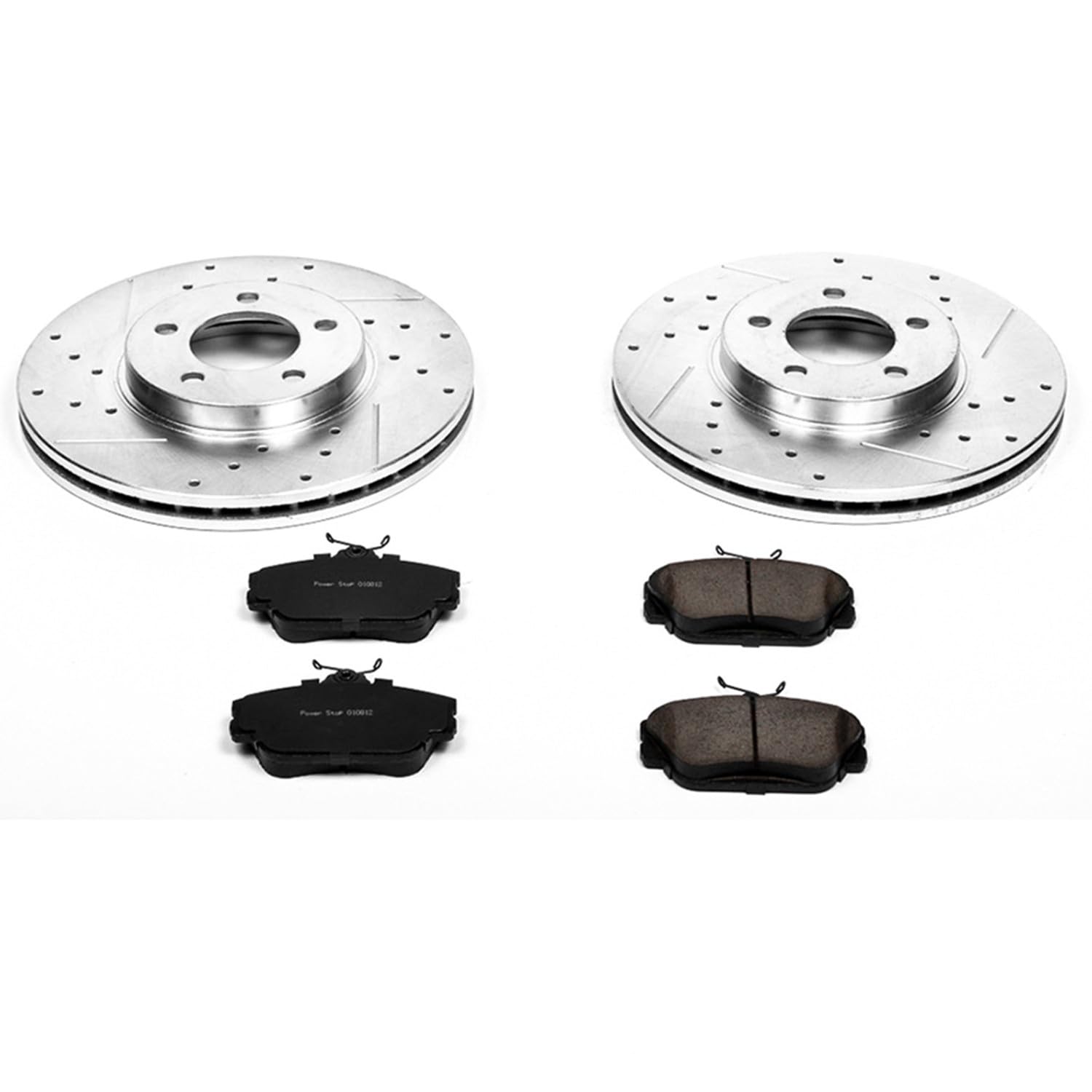Power Stop K1318 Z23 Carbon Fiber Brake Pads with Drilled & Slotted Brake Rotors Kit For Taurus, Thunderbird, Continental, Mark VIII, Cougar, Sable [Model Specific]