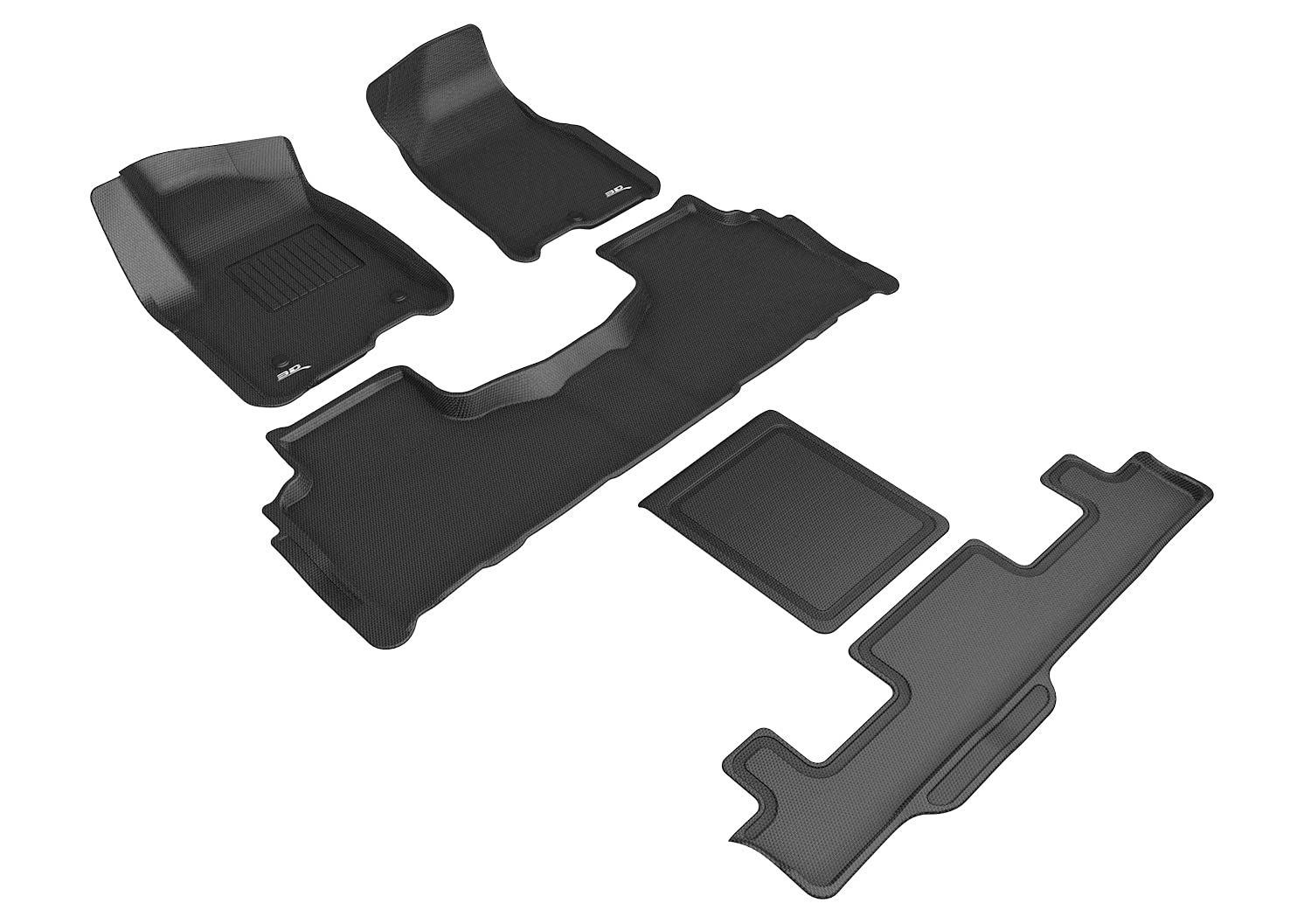 3D MAXpider Kagu Custom Fit Floor Mat (Black) Compatible with Chevrolet Tahoe / GMC Yukon 7-Seat 2021-2025 - R1 R2 R3