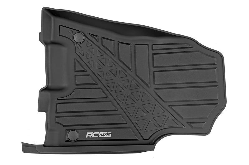 Rough Country Front Flex-Fit Floor Mats for Ram 1500 (2019-2024)/1500 TRX (2021-2024) Crew Cab - Custom All-Weather Non-Slip TPE Liners with Spill Saver Lip