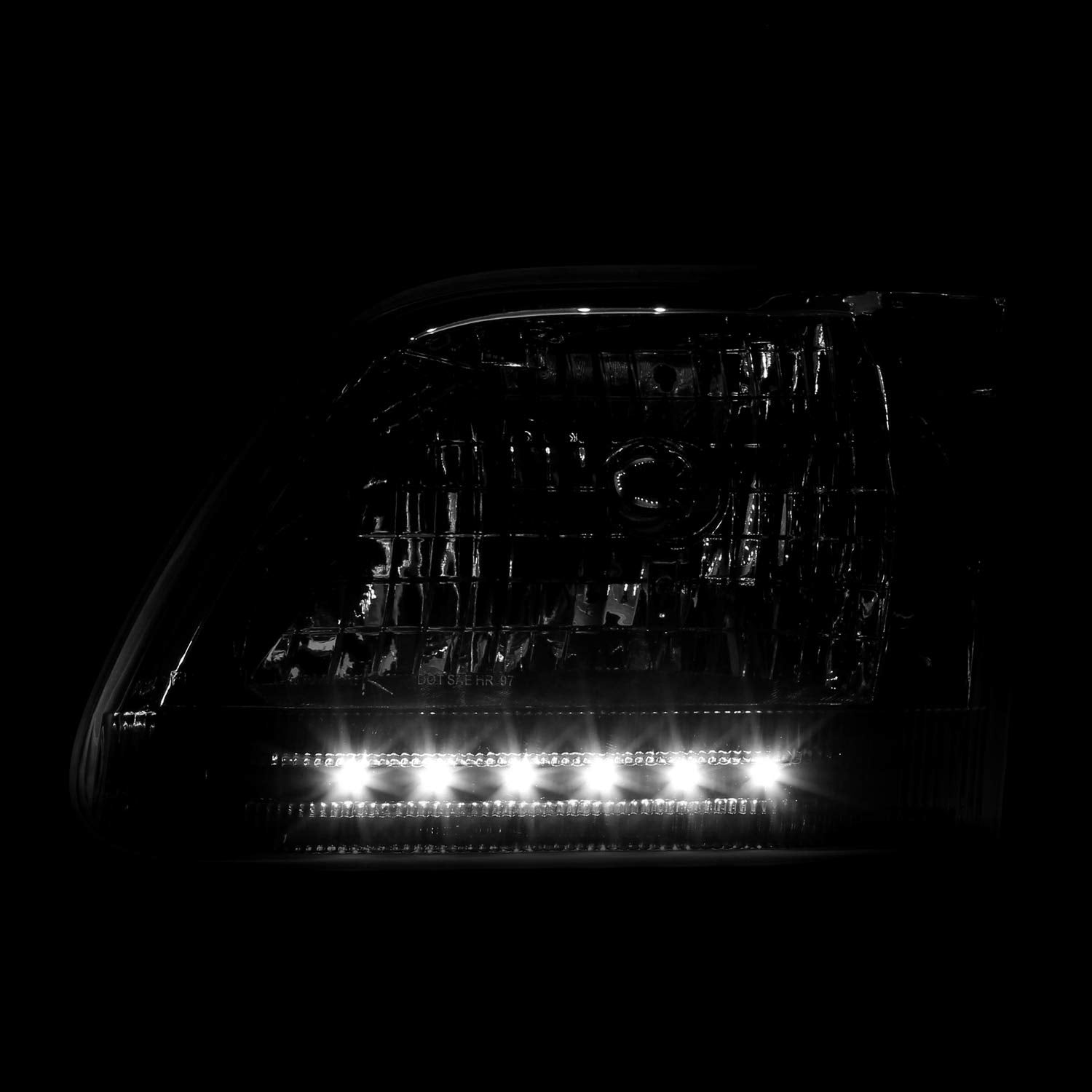 Crystal Chrome Spec-D Tuning Led Headlights + Clear Corner Lamps for 1997-2003 Ford F150/250 Expedition Left + Right Pair
