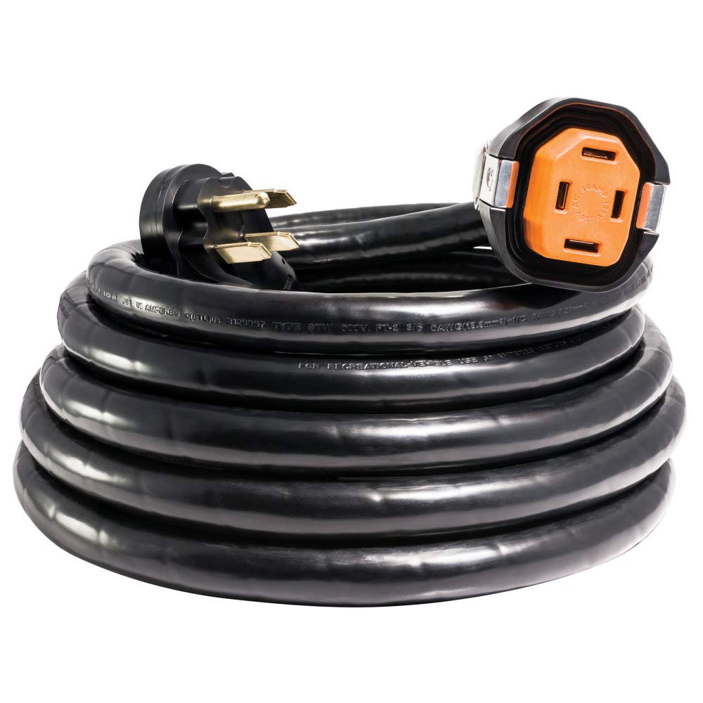 RV Dual-Configuration SmartPlug Cordset with RV Park Power End - 50 Amp, 30' Length, Black