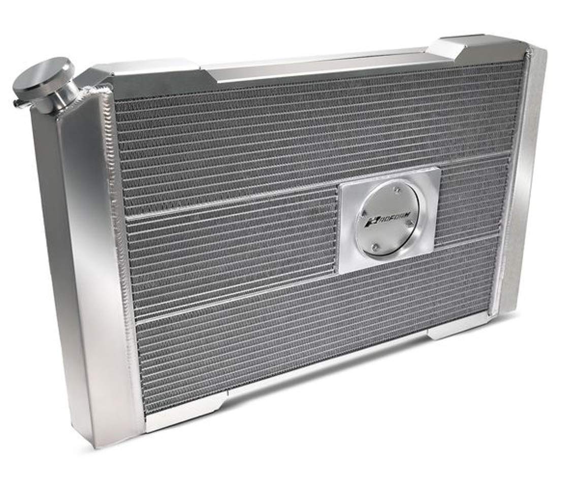Slim-Fit Radiator, Direct Fit Series, 31-51/64 in W x 18-1/2 in H x 4 in D, Single Pass, Driver Side Inlet, Passenger Side Outlet, Aluminum, Natural, Automatic Transmission, GM F-Body 1970-81, Each