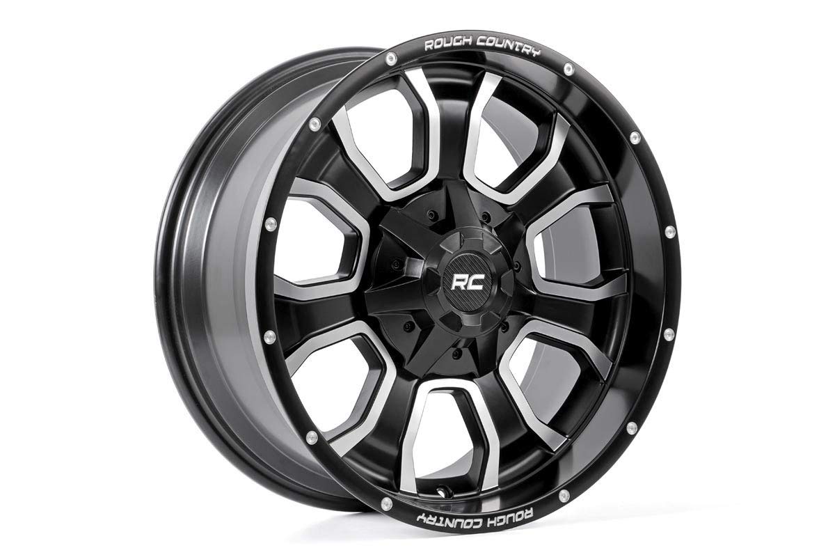 Rough Country One-Piece 93 Series Aluminum Wheel - 20x9, 6x5.5"/6x135mm Bolt Pattern, +0mm Offset, Matte Black