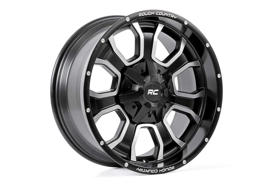 Rough Country One-Piece 93 Series Aluminum Wheel - 20x9, 6x5.5"/6x135mm Bolt Pattern, +0mm Offset, Matte Black