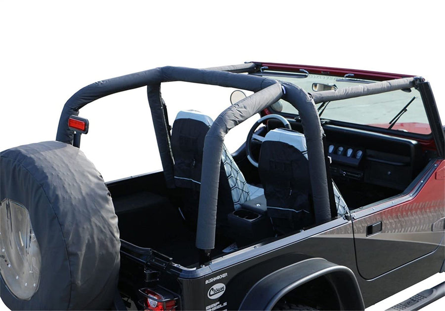 Roll Bar Pad & Cover Kit RAMPAGE PRODUCTS for Jeep Wrangler YJ | Black Denim | 768915 | Fits 1992-1995 Jeep Wrangler YJ
