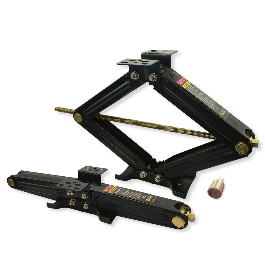 Stromberg Carlson Scissor Jacks JSC-30 – Heavy-Duty 30-Inch RV Leveling System for Campers, Trailers, and Motorhomes – Set of 2 Jack Stands with 7,500 lb Load Capacity, Socket & Bowtie Base