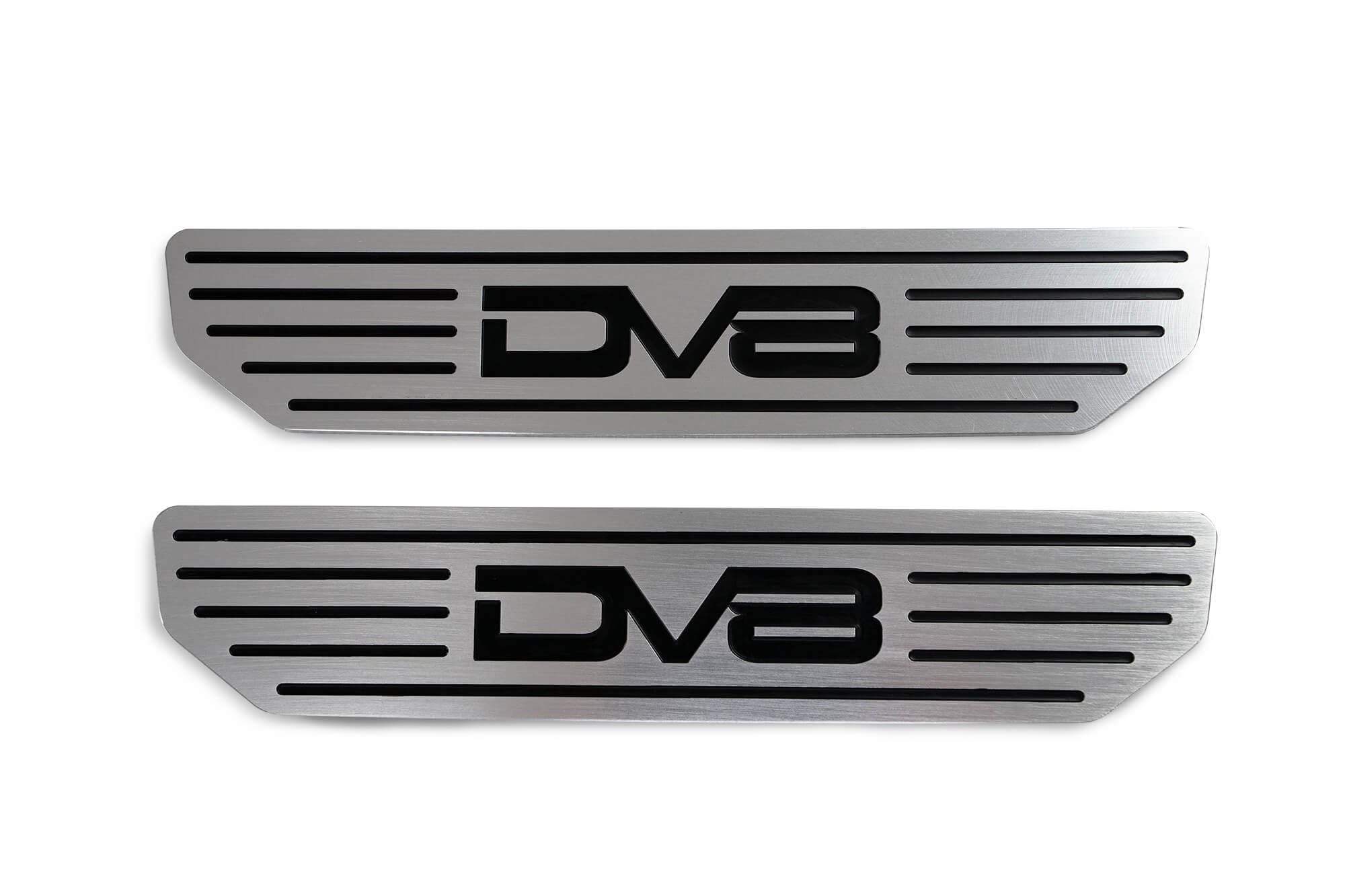 Door Sill Plates DV8 Offroad for 2018-Current Wrangler JL and 2020-Current Gladiator JT | Rear Pair | Embossed with DV8 Logo | Billet Aluminum Construction | D-JL-180014-SIL4
