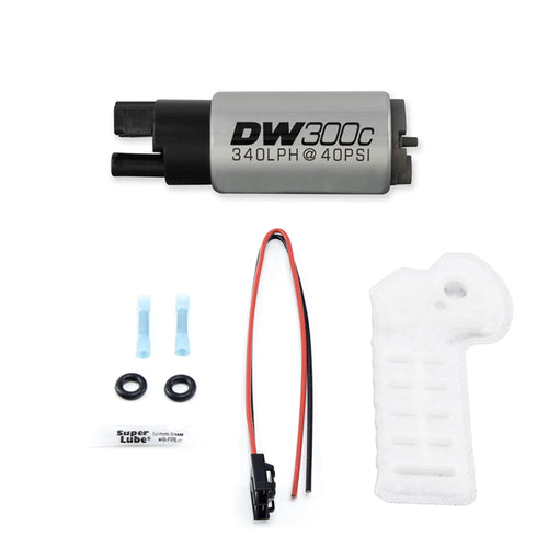 340lph DeatschWerks Compact Fuel Pump with Out Clips w/ 9-1059 Install kit (9-307-1059)