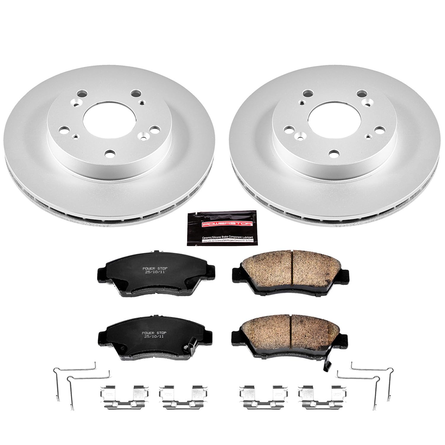 Coated Brake Rotor & Power Stop CRK2389 Ceramic Brake Pads- front For Honda Civic 2006-2011 [Model Specific]