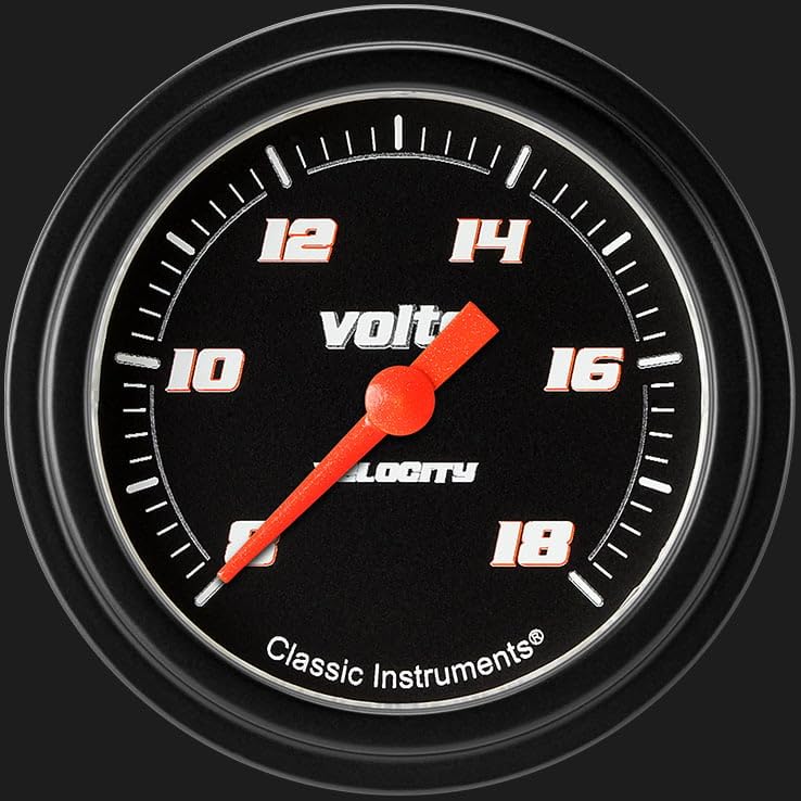 Velocity Black Classic Instruments VS330BBLF 2 5/8" Volt Gauge Full Sweep