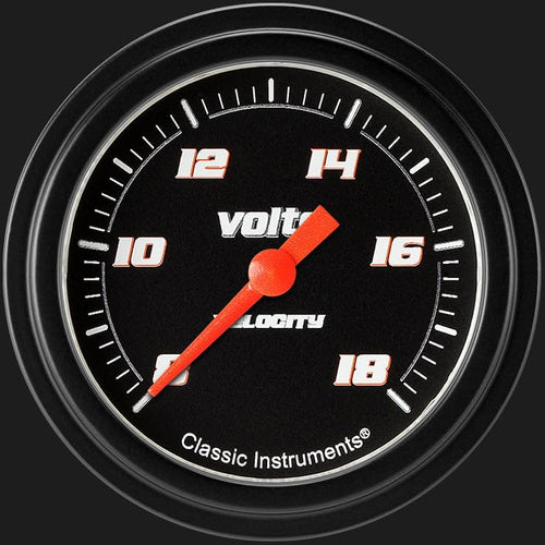 Velocity Black Classic Instruments VS330BBLF 2 5/8" Volt Gauge Full Sweep