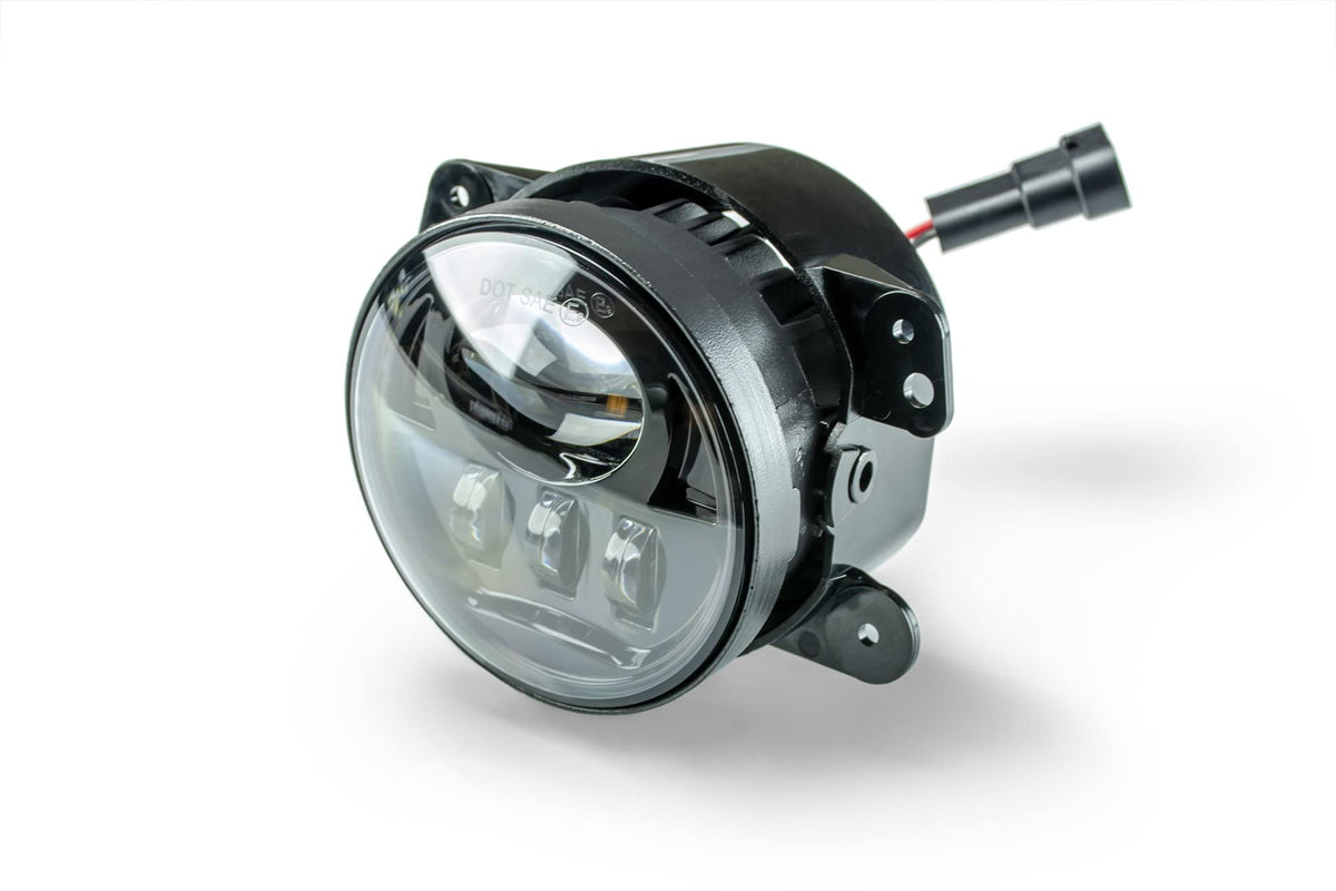 LED Fog Lights DV8 Offroad for the 2018+ Wrangler JL & 2020+ Gladiator JT | 4 Inch Round | OEM Compatible | Plug and Play Harness | Sold as Pair