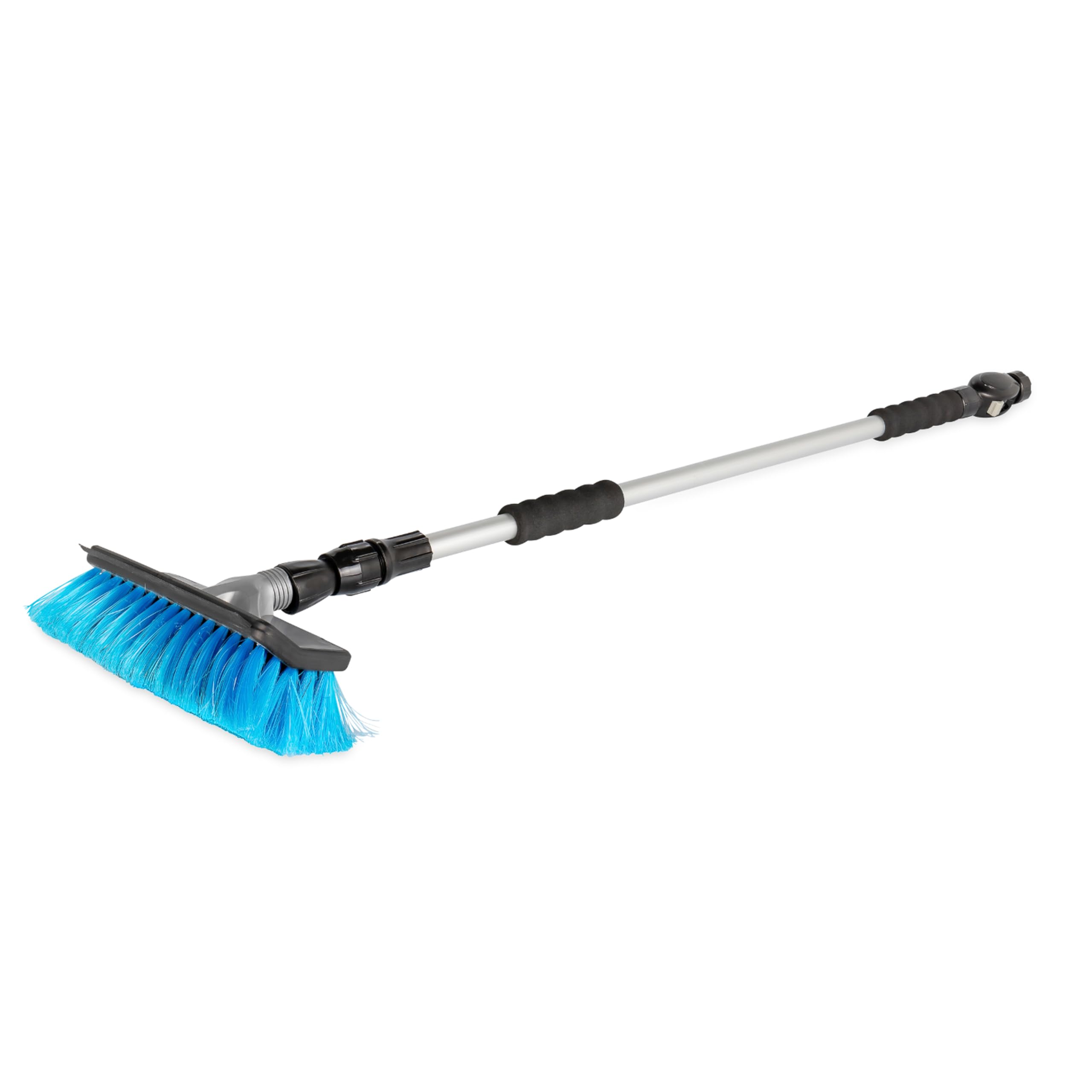 Camco Flow-Through RV Wash Brush - Features an Adjustable Handle, a Standard Garden Hose Connection, and an On/Off Button to Control Water Flow (43633)