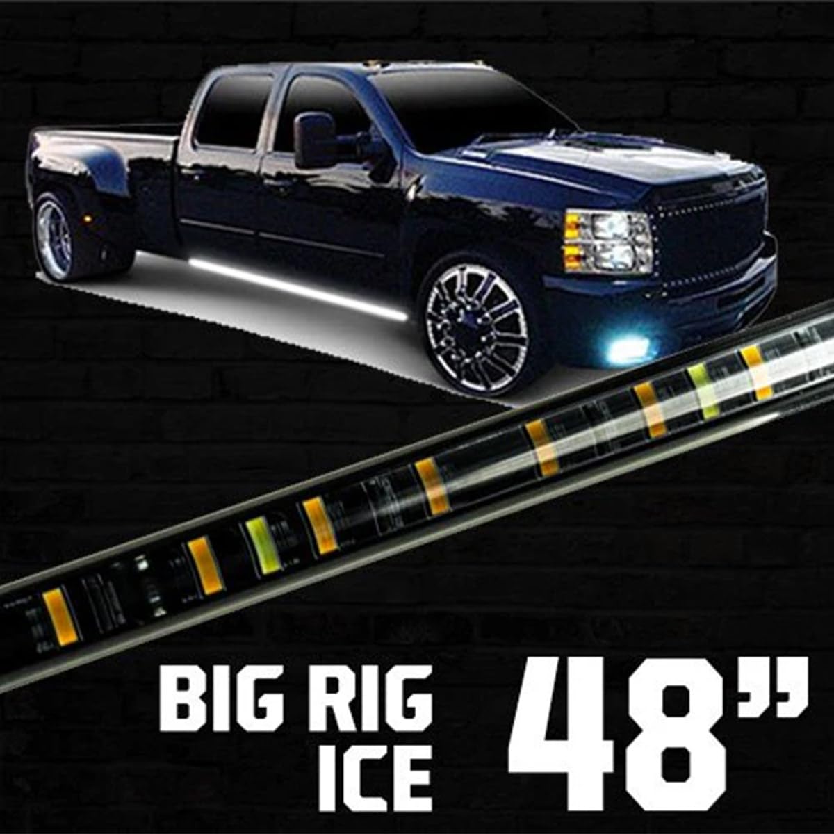 RECON 48" Premium Big Rig Ice Universal Fit Side Mounted High Power LED 2-PC Light Bar Kit Amber Running Lights & Turn Signals with White Courtesy/Cargo Lights