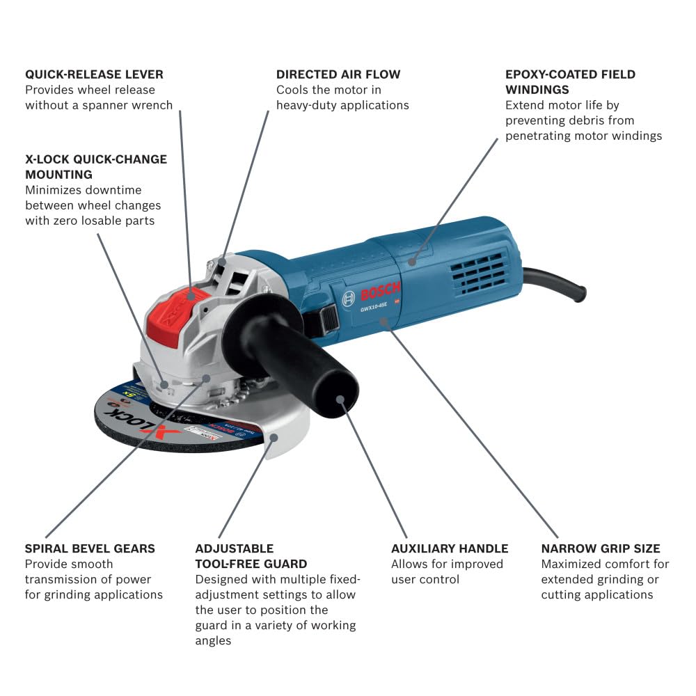 X-LOCK Bosch GWX10-45E 4-1/2 In. Ergonomic Angle Grinder