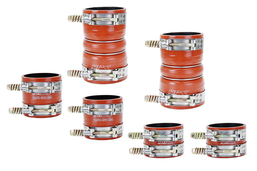 High Temp HPS Performance 57-1539 Orange Reinforced Silicone Intercooler Turbo Hose Boot Kit with T Bolt Clamp