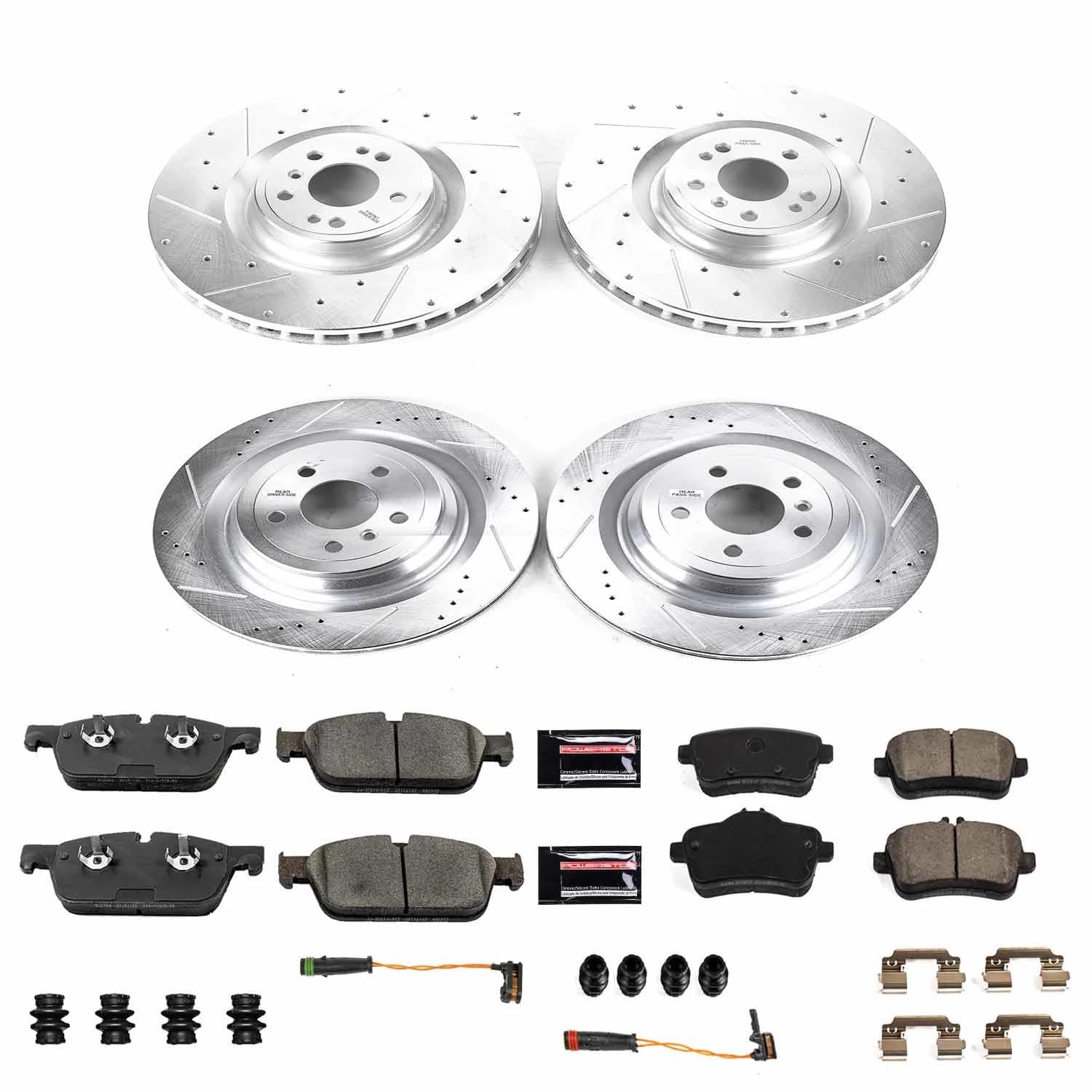Power Stop Z23 Evolution Brake Kit-Drilled/Slotted Rotors and Carbon-Fiber Ceramic Brake Pads For Mercedes GL450, Mercedes GL550, Mercedes GLE43 AMG, Mercedes GL K8354 [Model Specific]