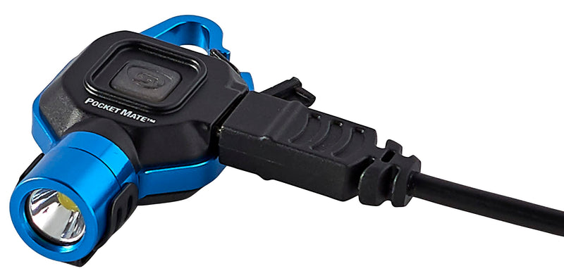 Pocket Mate Streamlight 73302 325-Lumen USB Rechargeable Pocket Keychain/Clip-on Flashlight, Blue