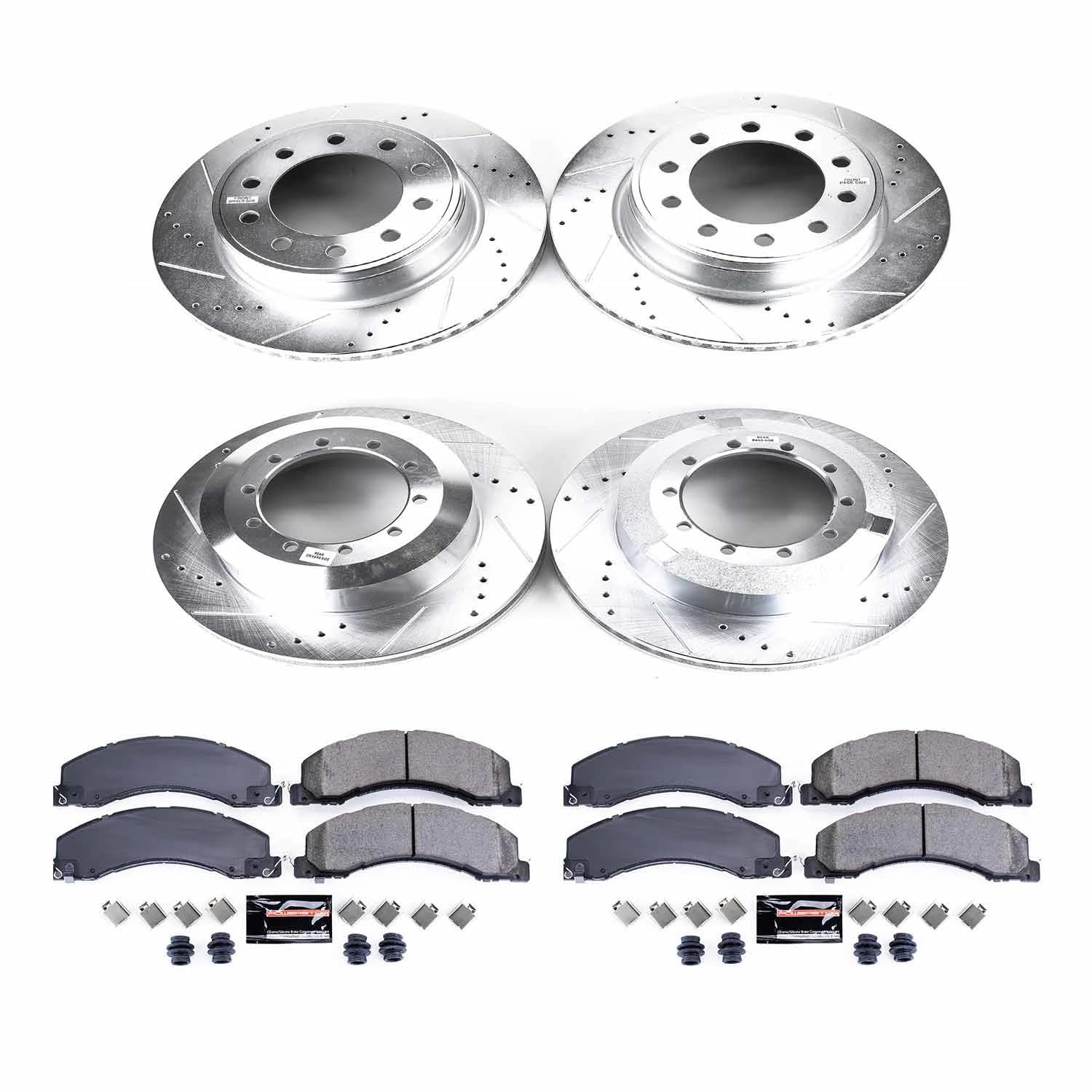 Power Stop K5568 Z23 Carbon Fiber Brake Pads Front and Rear with Drilled & Slotted Brake Rotors Kit For Dodge Ram 4500, Dodge Ram 5500, Ram 4500, Ram 5500 [Model Specific]