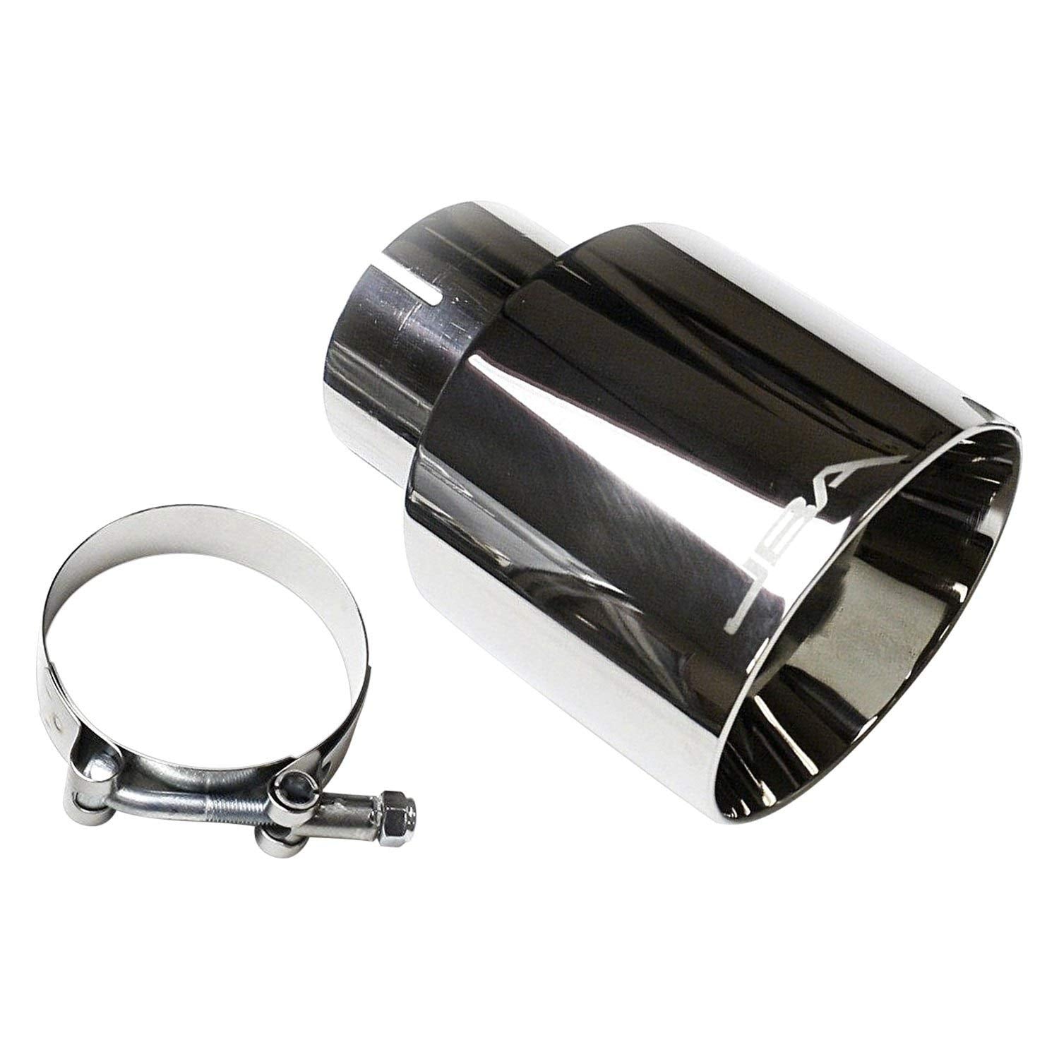 2.5" x 4" x 5-3/4" JBA (12-8257) Stainless Steel Double Wall Polished Chrome Plated Clamp-On Exhaust Tip