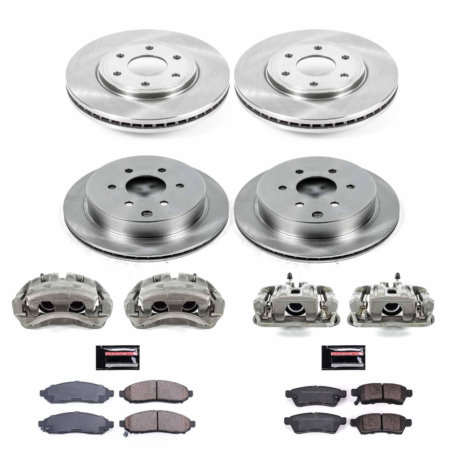 Power Stop KCOE8357 Front and Rear Brake Caliper Kit- Brake Rotors, Brake Pads & Calipers For Nissan Frontier 2016-2019 [Model Specific]