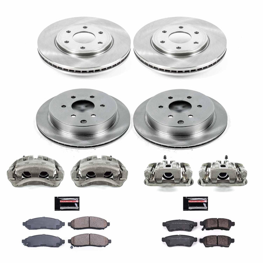 Power Stop KCOE8357 Front and Rear Brake Caliper Kit- Brake Rotors, Brake Pads & Calipers For Nissan Frontier 2016-2019 [Model Specific]