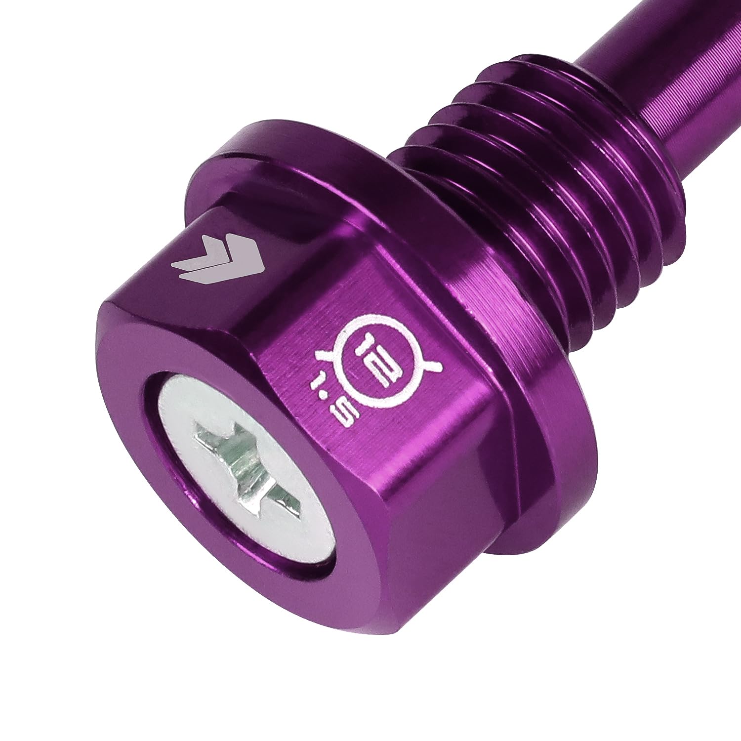 NRG Innovations Magnetic Oil Drain Plug, Engine Oil Drain Nut M12 X 1.5 Thread Size w/Washer, Purple, T-6061 Aluminum w/Stainless Steel Internal Magnet, NRG-NOP-400PP