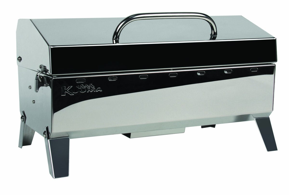 Kuuma Premium Stainless Steel Mountable Charcoal Grill by Camco w/Inner Lid Liner - Compact Portable Size Perfect for Boats, Tailgating and More Stow N Go 160" (58110)