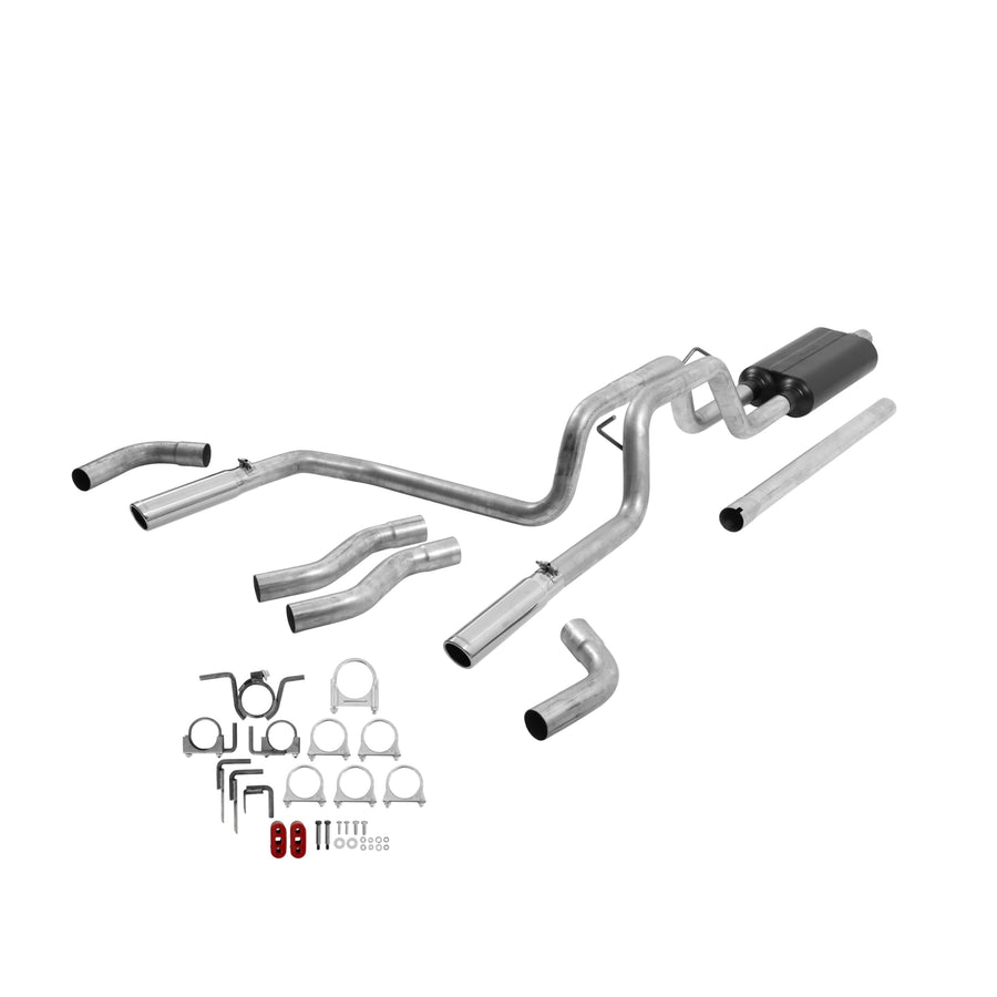 American Thunder Flowmaster 17429 Cat-Back Exhaust Kit Dual 2.5 Inch Aluminized Steel 3 Inch Stainless Tips Compatible with 1994-2001 Dodge Ram 1500 3.9L 5.2L 5.9L. 1994-2002 2500/3500 5.9L. 2/4WD