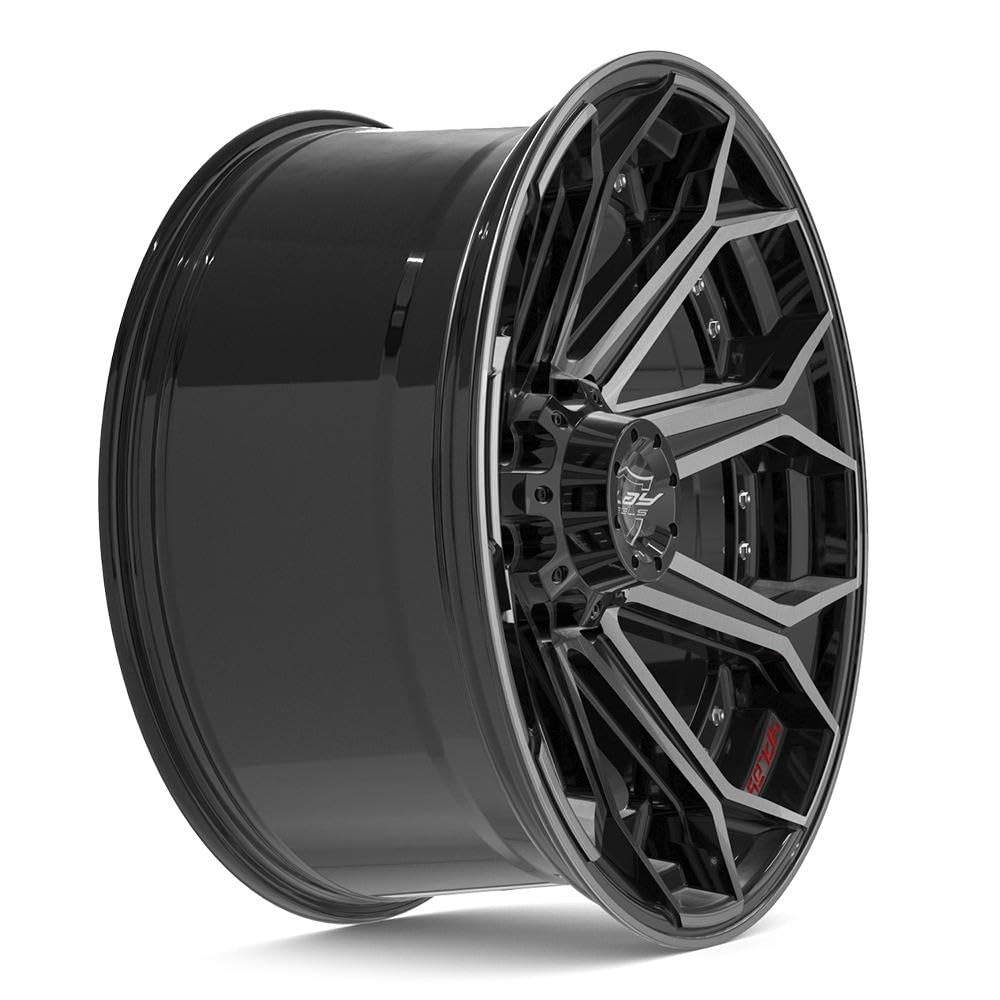 22 Inch 4PLAY Wheels Rim 4P80R Fits 8x180 22x10 Gloss Black Brushed with Tinted Clear (1)