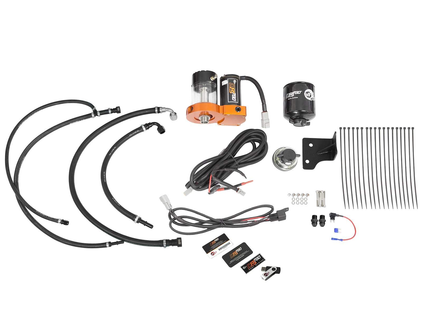 DFS780 AFE Filters 42-14023 Fuel Pump Full-Time Operation Incl. Clear High Impact Sight Glass/Helical Gears/Contoured CNC Manifold/Fuel Pressure Gauge Port/O.E Viton Seals 8-10 PSI