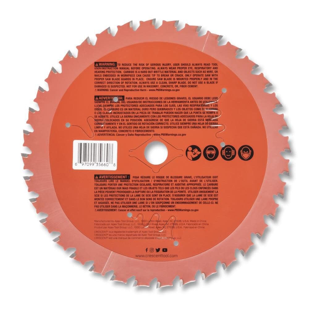 Crescent 36-Tooth 7-1/4" Circular Saw Blade Wood / Metal
