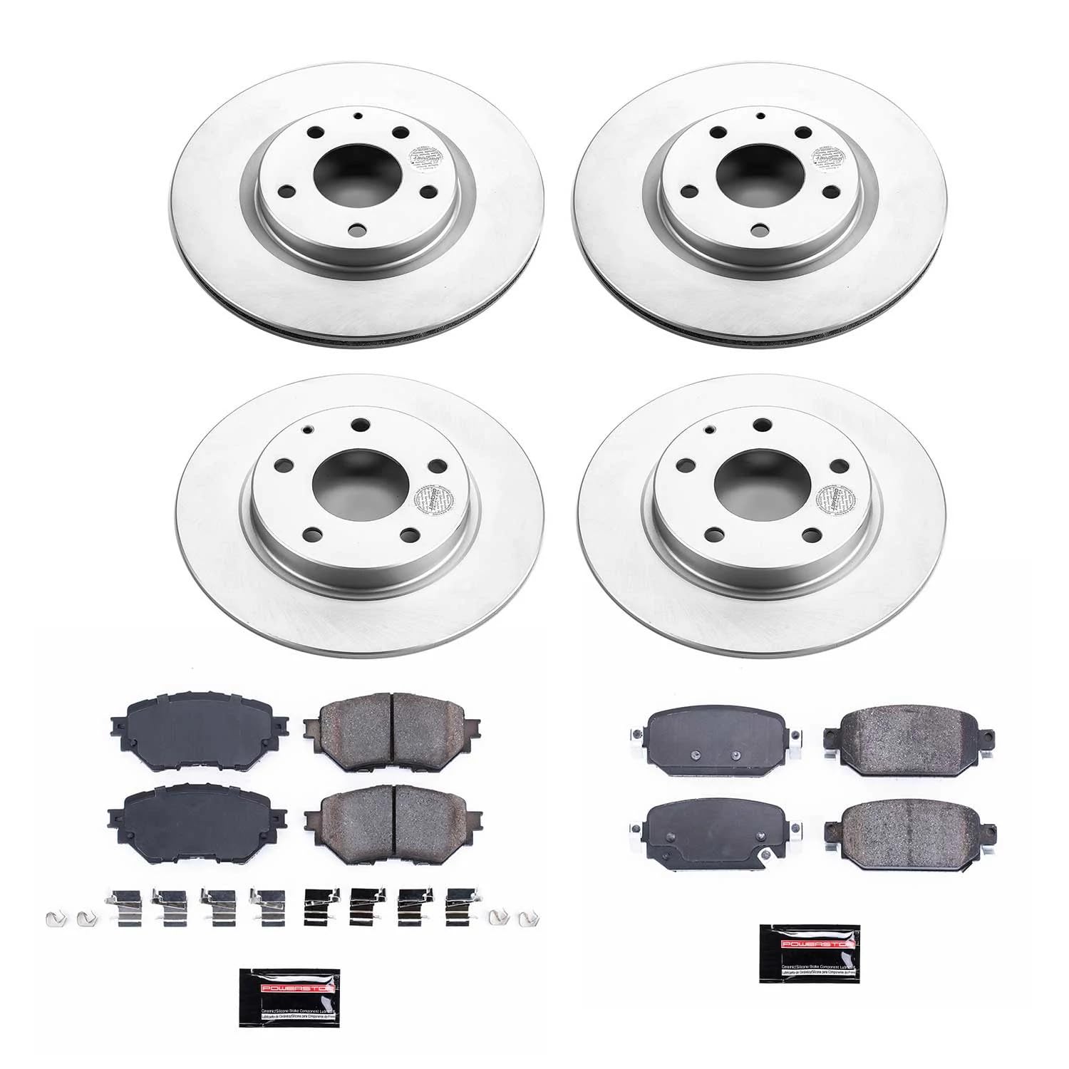 Z17 Power Stop CRK7518 Front and Rear Coated Rotor Brake Kit-Coated Rotors and Ceramic Brake Pads For Mazda 3 2017-2018 [Model Specific]