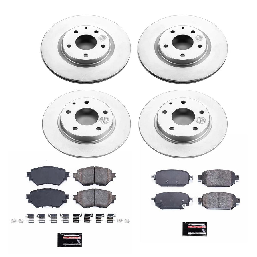 Z17 Power Stop CRK7518 Front and Rear Coated Rotor Brake Kit-Coated Rotors and Ceramic Brake Pads For Mazda 3 2017-2018 [Model Specific]