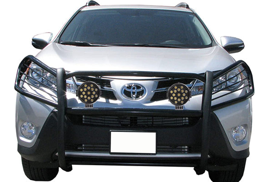 Bumper Guard Modular Black Black Horse Grille brush Come With pair of 7.0"Dia.LED Lights with Trim Rings Compatible with 2006-2018 Toyota RAV4-17A093902MA-PLB