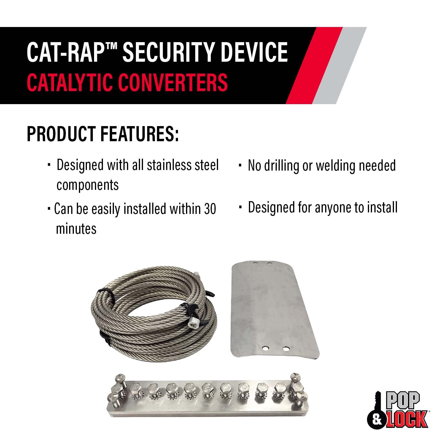 CAT-RAP™ POP & LOCK | PL9800 - Catalytic Converter Security, Catalytic Converter Anti-theft, Universal Design