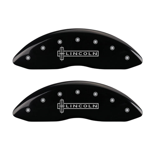 MGP Caliper Covers Black Powder Coat Finish 36020SLMTBK Front and Rear Caliper Cover, Set of 4 (Lincoln MKT Silver Characters, Engraved)