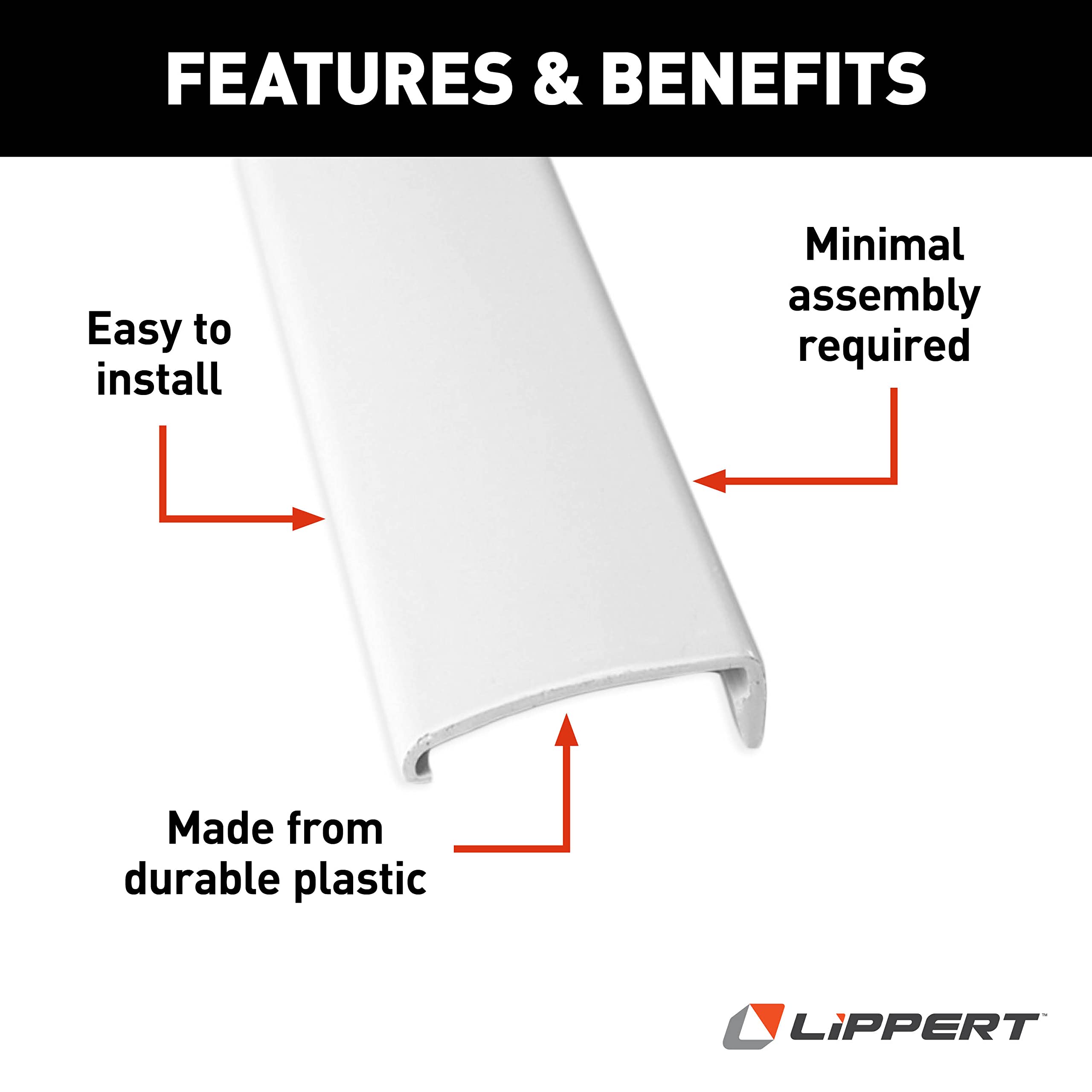 76" Lippert Replacement Snap Trim Screw Cover for Radius Screen Door on 5th Wheel RVs, Travel Trailers and Motorhomes - 326191