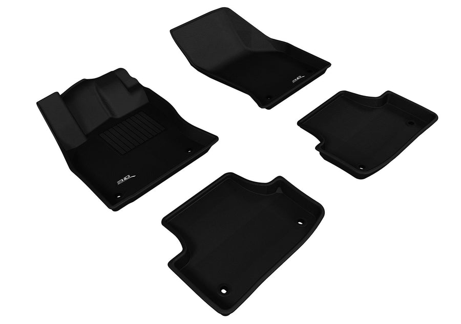 3D MAXpider Floor Mats All-Weather for Audi A3 / S3 Sedan 2015-2020 / A3 Sportback E-TRON 2016-2019 / RS3 2017-2020 Custom Fit Car Liners, Kagu Series (1st & 2nd Row, Black)