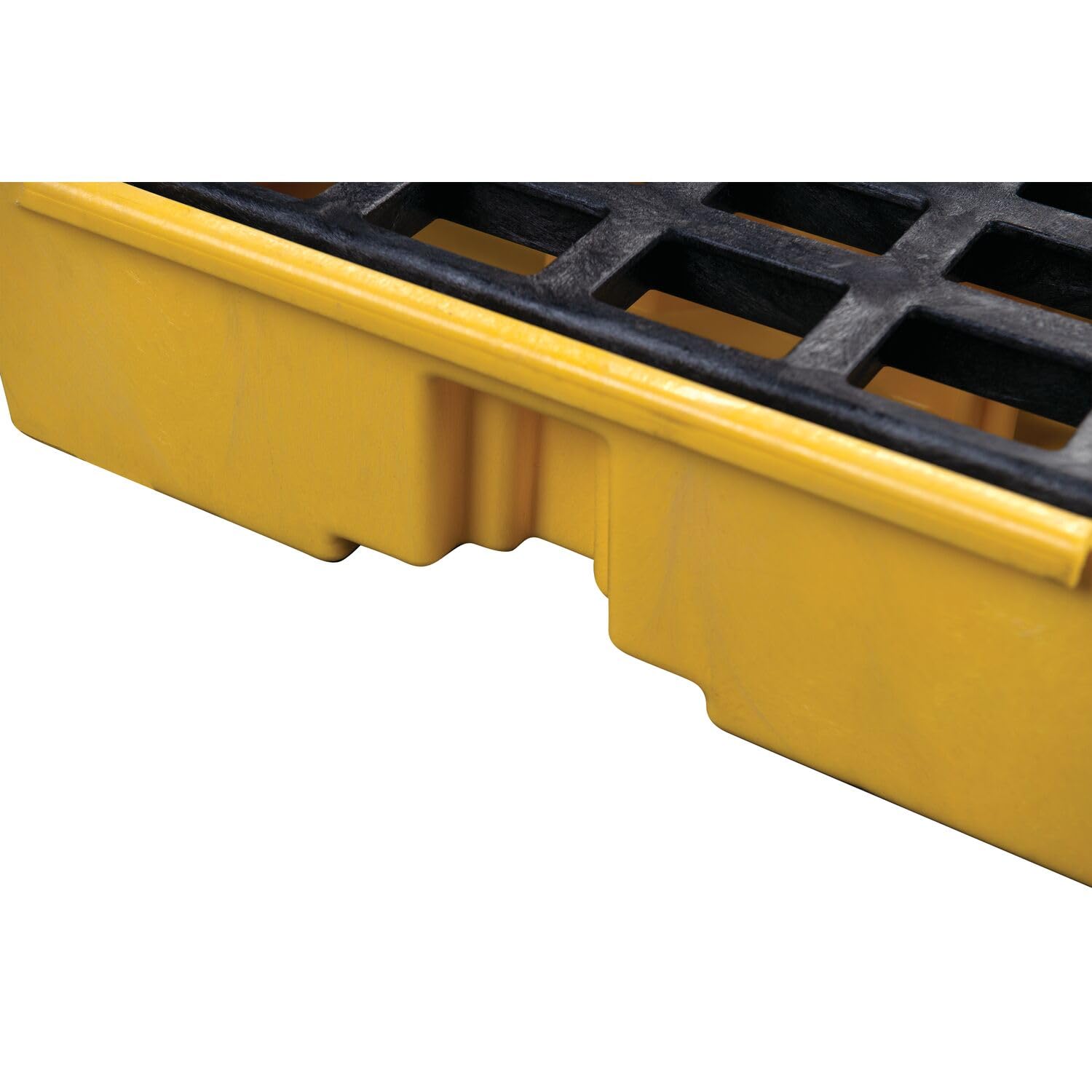 4 Drum Eagle Spill Platform with Drain and Forklift Pockets, 103.5"x26.5"x6.5", 60.5 Gallon Sump, 10,000 lbs. Load Capacity Containment Tray, Made in USA, Yellow, 1647D