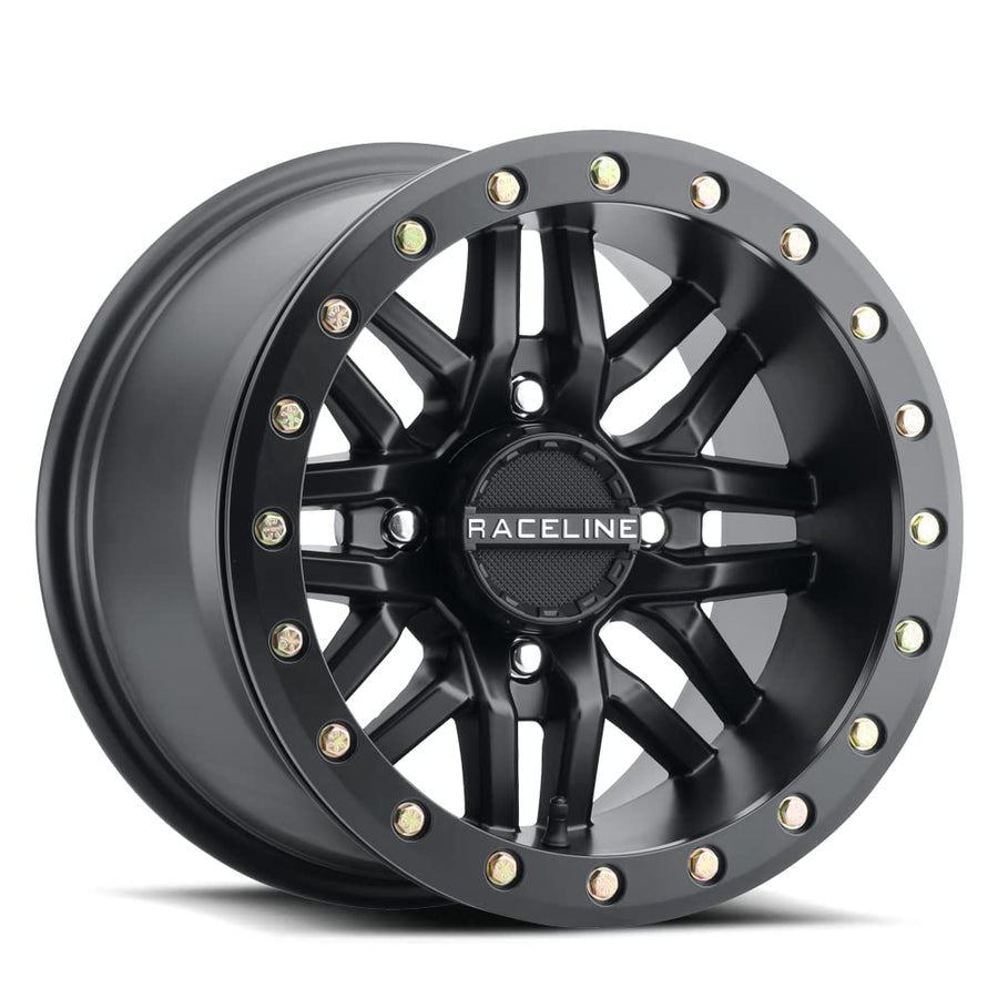 Raceline A91B Wheels RYNO UTV/ATV Black W/Black Ring 14x7" 4x156", 10 mm offset/(4.39"B/S)