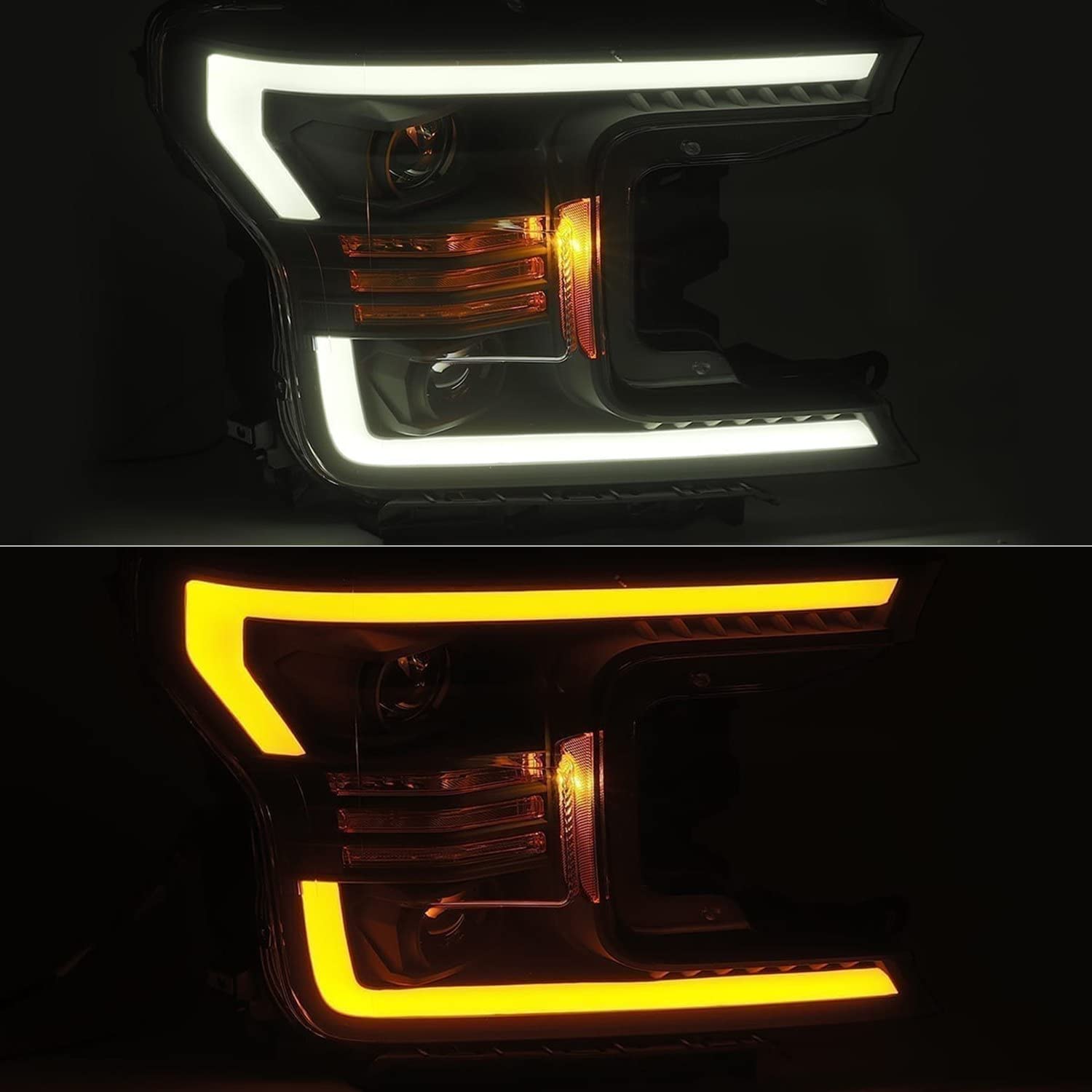 880176 AlphaRex USA Plank Style Design w/Activation Light LED Projector Headlights fits Ford F-150, Clear