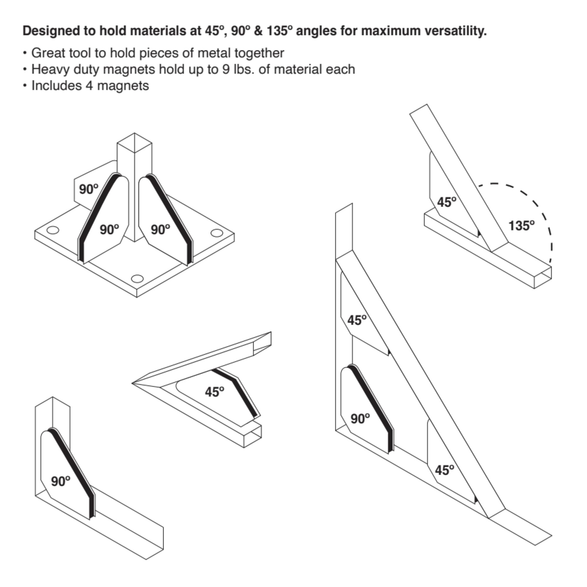 Mini Welding Performance Tool Magnetic Jig, 4 Pack (9lb)