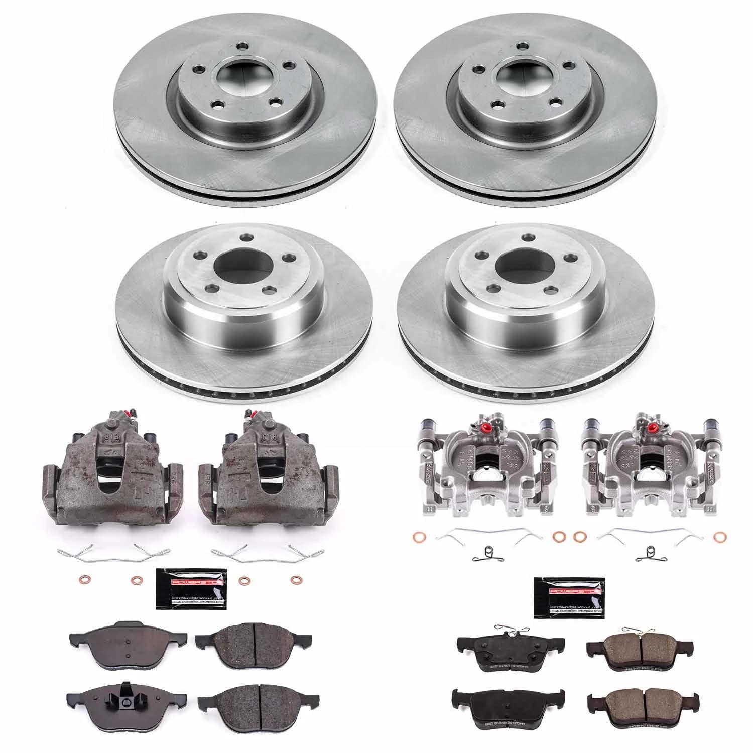 Power Stop KCOE7571A Front and Rear Autospecialty Caliper Kit-OE Rotors, Ceramic Brake Pads, Calipers