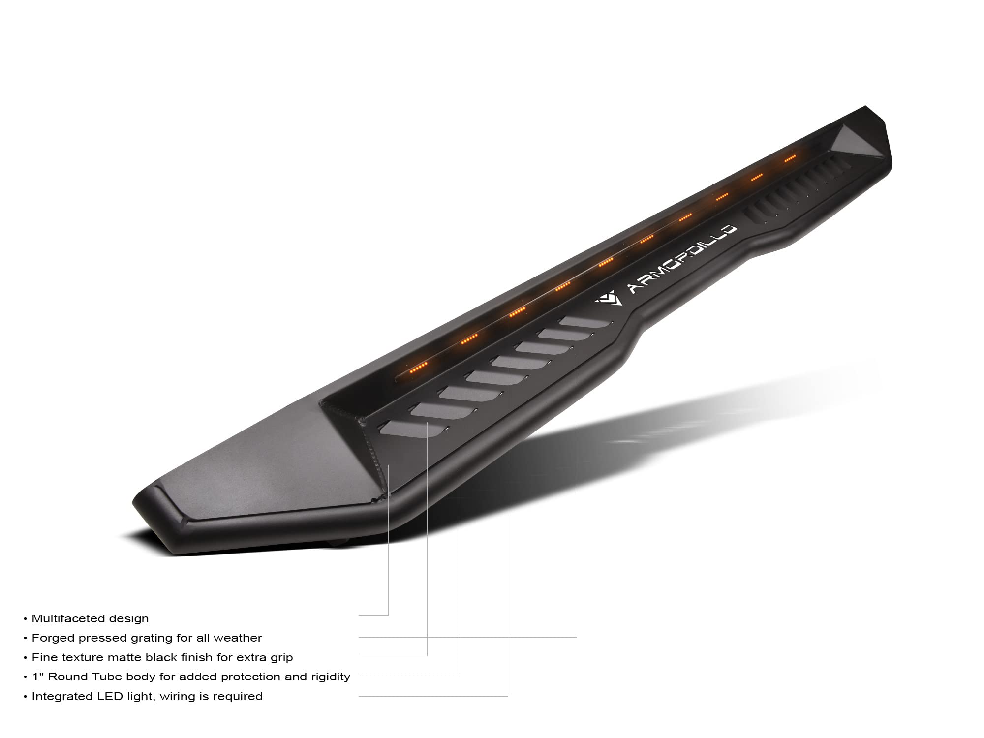FX Sequential LED Armordillo Running Boards|Compatible with 2021-2025 Ford Bronco 4 Door|8735572|Matte Black|Lighted Side Step|Neft Bars