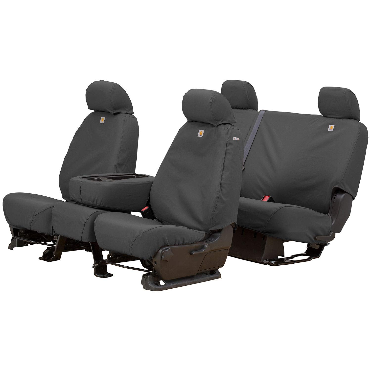 Covercraft Custom Carhartt SeatSaver Seat Covers | Fits 1996-1999 Chevrolet/GMC C/K Pickup & 1999-2007 Silverado/Sierra Extended Cab | 2nd Row Solid Bench Seat, Duck Weave Gravel
