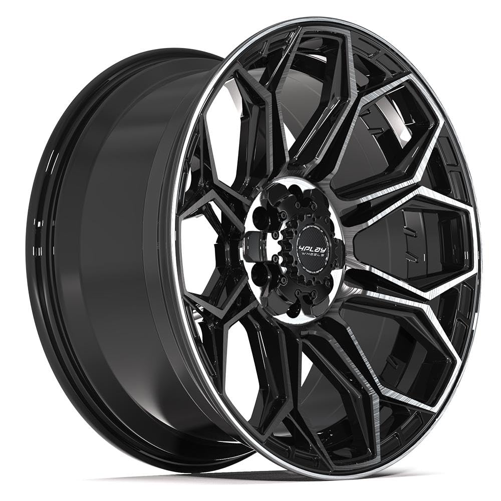 20 Inch 4PLAY Wheels Rim 4P83 Fits 6x135 & 6x139.7 20x9 Gloss Black Brushed with Tinted Clear (1)