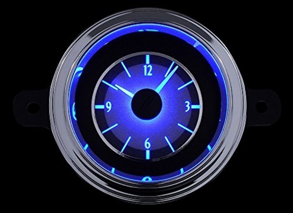 VLC-49F-S-B Dakota Digital Compatible with 1949 50 Ford Car Analog Clock Gauge for VHX gauges only Silver Alloy Blue Backlighting