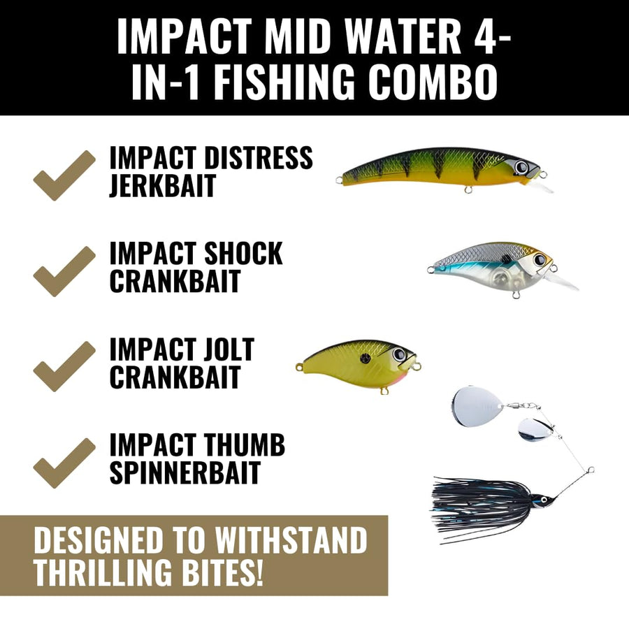 MID LUNKERHUNT Water Crankbaits – 4-Pack | Premium Hard Bait Fishing Lures for Bass, Walleye & Saltwater | Ideal for Deep Water Action