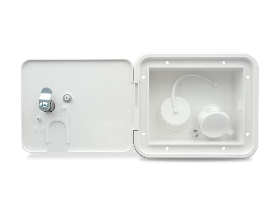 B&B Molders, City/Gravity Water Fill Center 94254 with Plastic Check Valve and Key Lock – Polar White, UV-Stable Acrylonitrile Construction, OEM Replacement – Made in USA